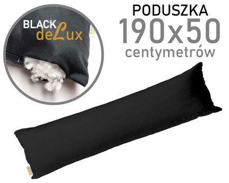 Poduszka 50x190 CZARNA regulowana REM sen deLux wkład 190x50 NA SUWAK długa poduszka wałek  mąż zastępczy